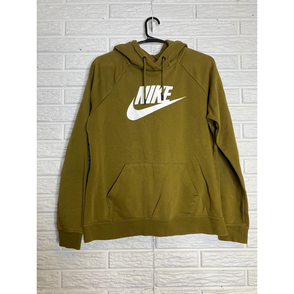 Nike Hoodie Women M Olive Green Excellent Sportswear Essential Fleece BV4126-368